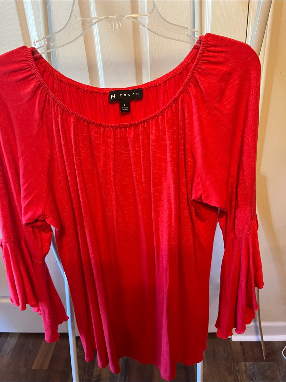 N Touch Red Bell-Sleeve Tunic Top